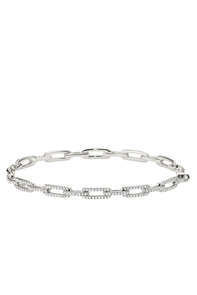 Stax Chain Link Bracelet, 18k White Gold & Diamonds